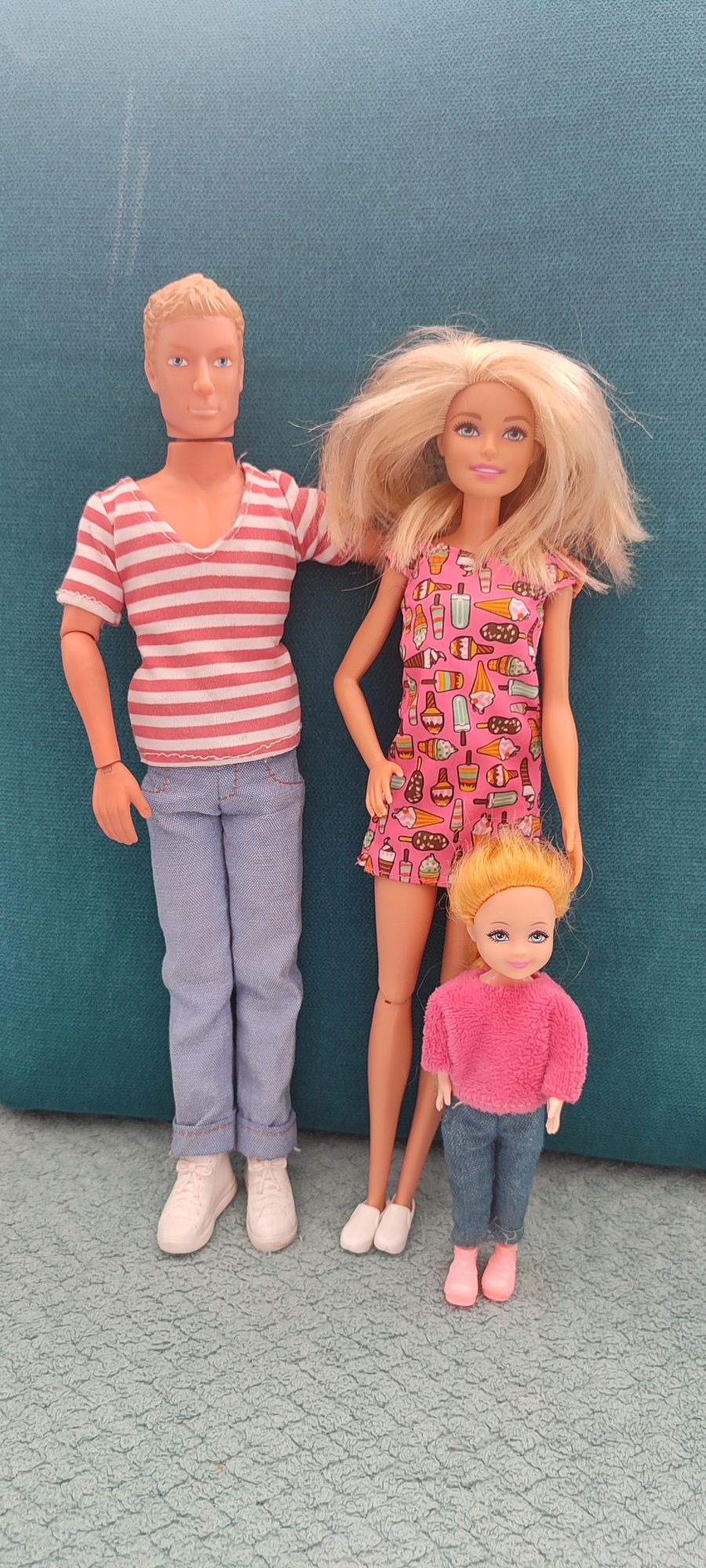 Zestaw 3 lalek, rodzina, Barbie Ken i mała lalka Mattel Simba