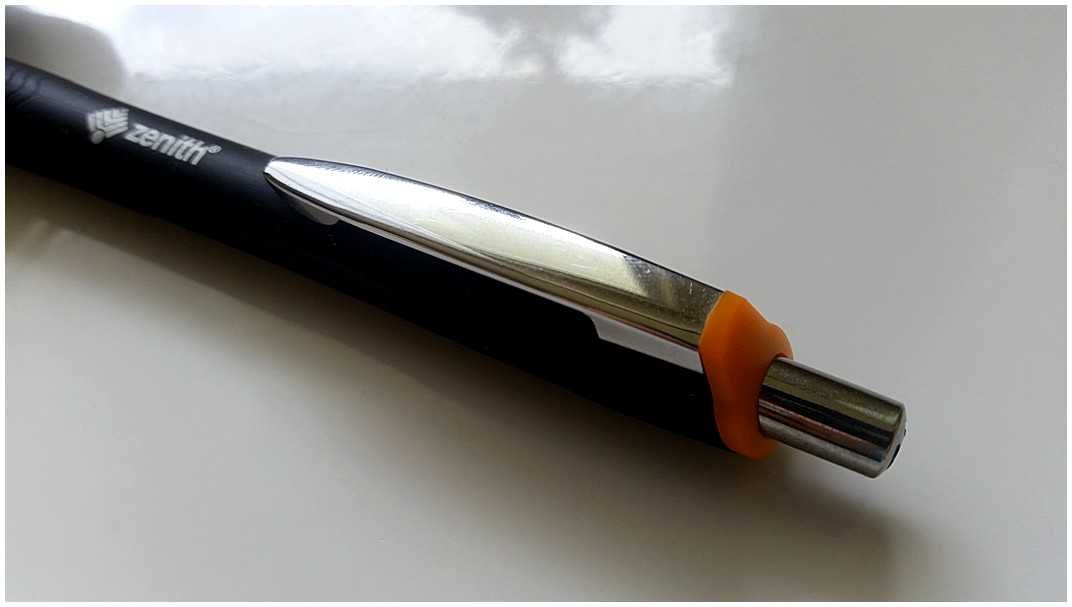 Oryginalny Czarny Długopis ZENITH Quick Display Gumowy Uchwyt Orange