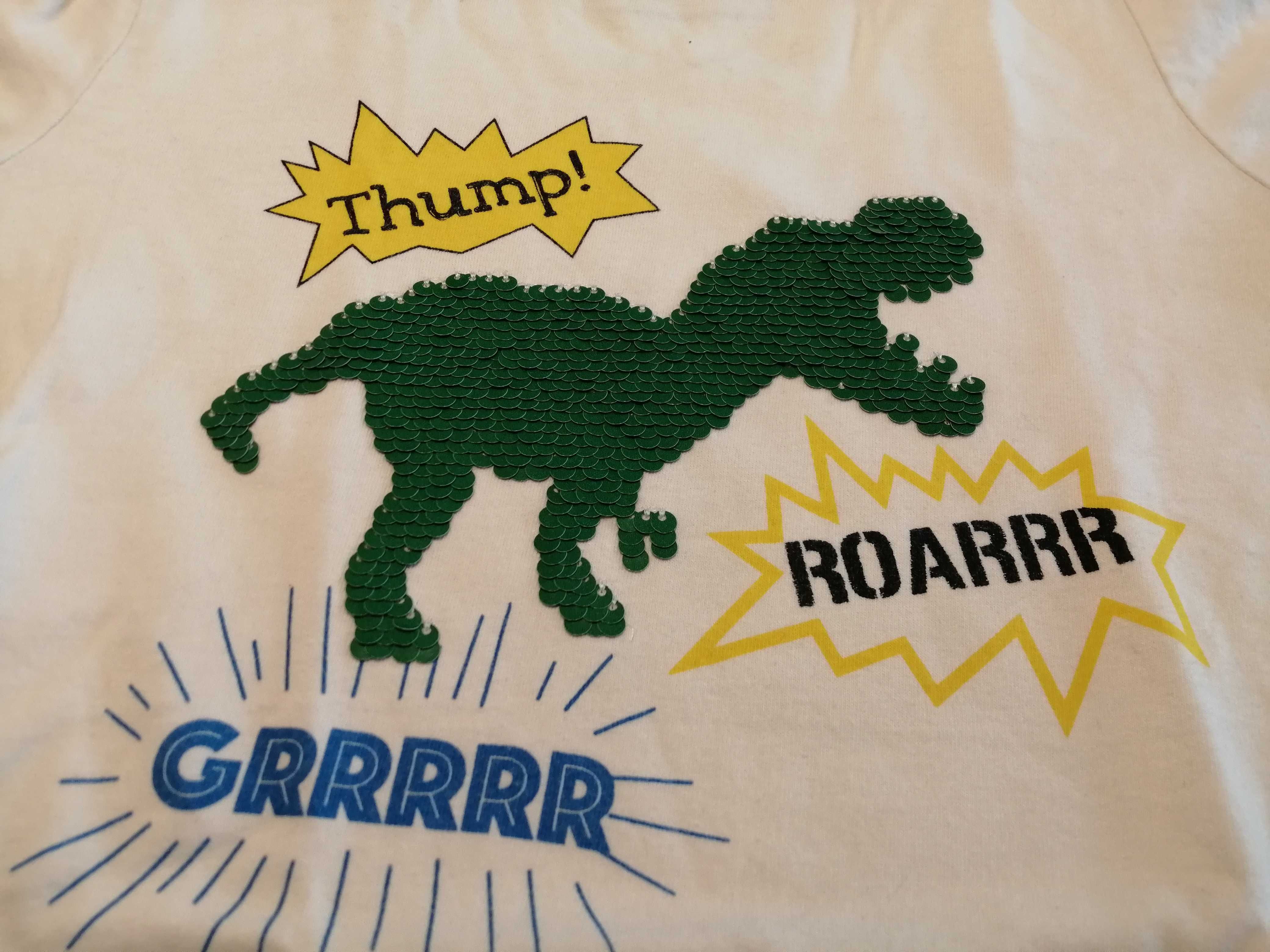 Koszulka, krótki rękaw, T-shirt, dinozaur, cekiny, 116, C&A (Odzież)