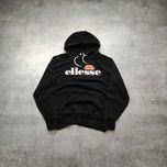 MĘSKA Bluza z Kapturem Czarna Hoodie Ellesse Duże Logo Nadruk Bawełna