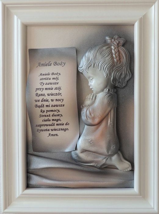 Nowoczesny obraz na pamiątkę chrztu, komunii dla dziewczynki - a2-d7