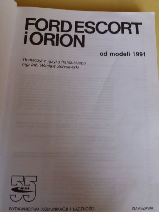 Poradnik- instrukcja obsługi Ford Escort i Orion od modelu z 1991r.