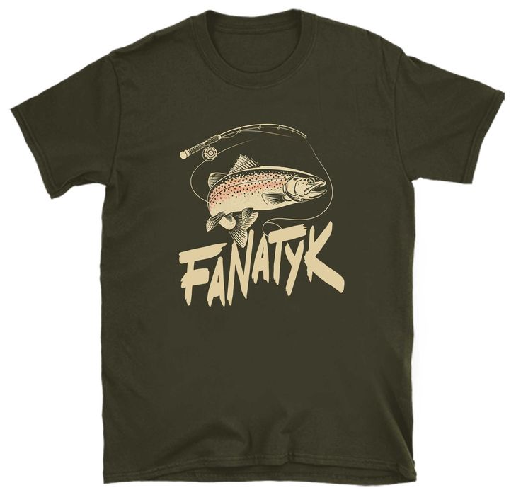 koszulka wędkarska, koszulka na ryby, koszulka wędkarz kolor militarny