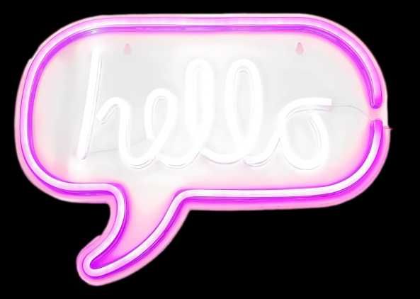 Neon HELLO Biało-Różowy LED Świecący Napis USB Stojący Wiszący