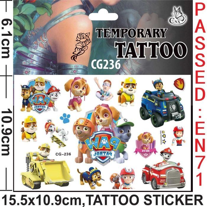 Tatuaż zmywalny dla dzieci PSI PATROL 2 arkusze
