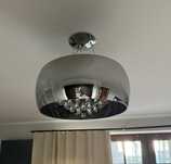 Nowiczesna lampa wisząca, szkło lustrzane, chrom, szklane kryształki