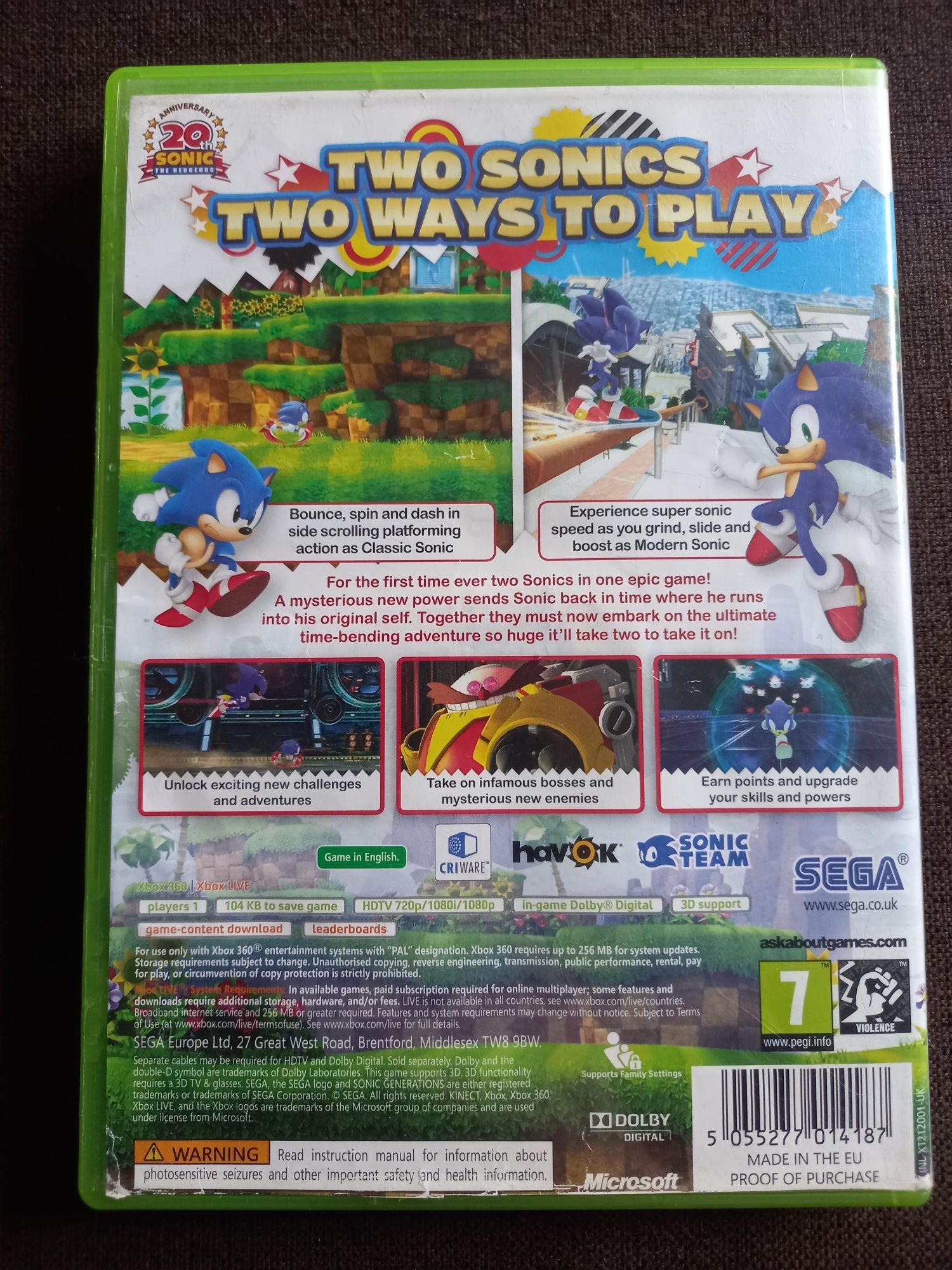 Gra Sonic Generations na xbox 360