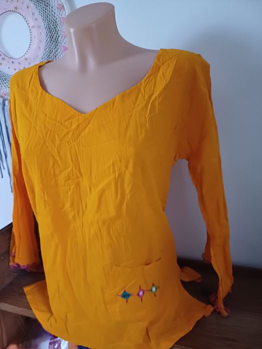 Koszula bluzka orientalna made in India pomarańcz hipi boho Hinduska i