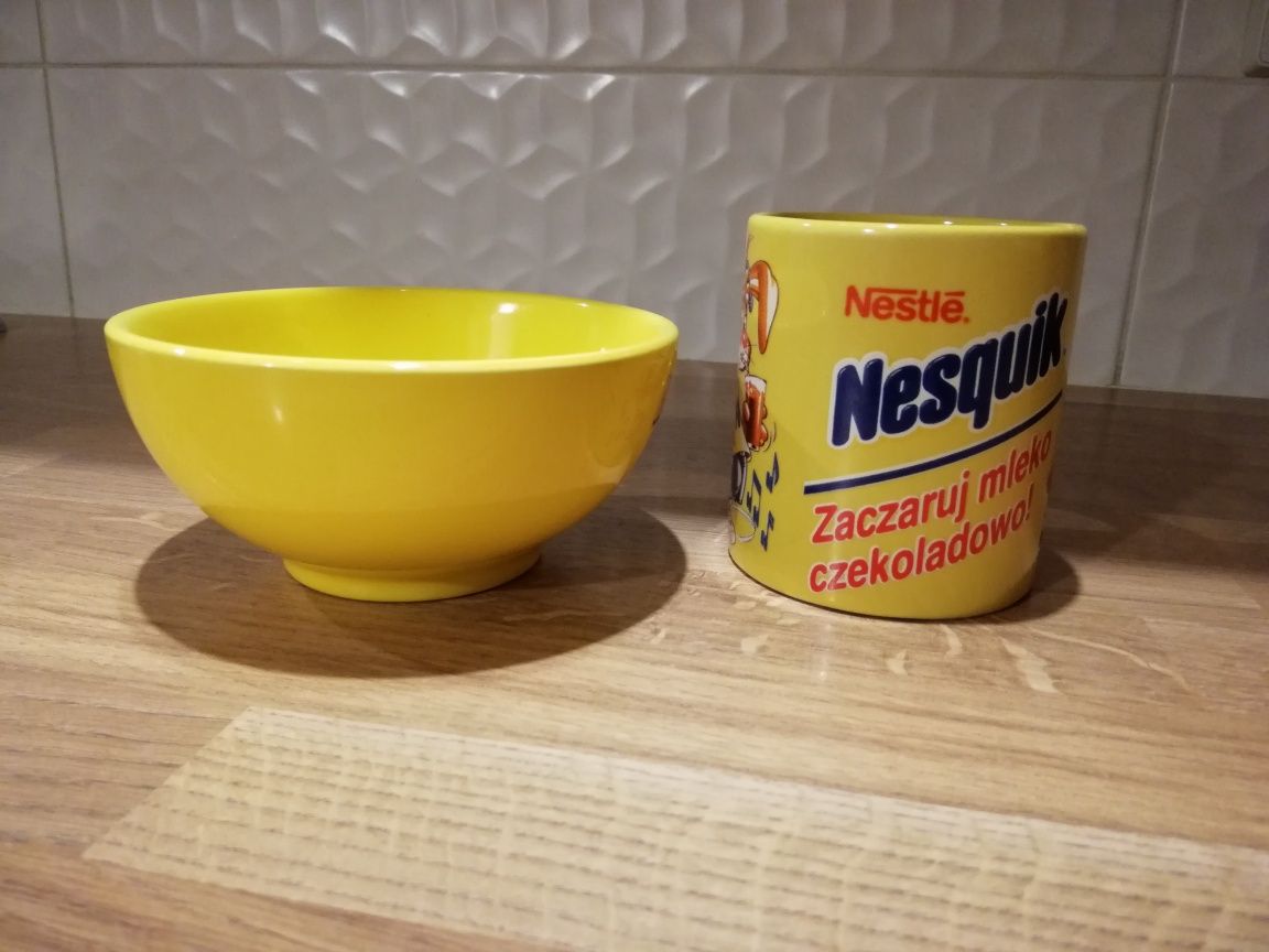 zestaw śniadaniowy kubek nesquik miseczka max żółty dziecięcy