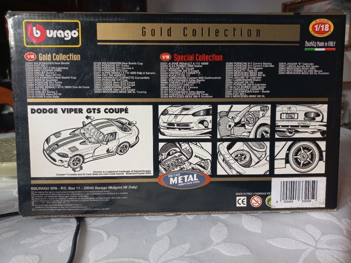 Gold collection BBURAGO: Dodge Viper (GTS COUPE) 1/18