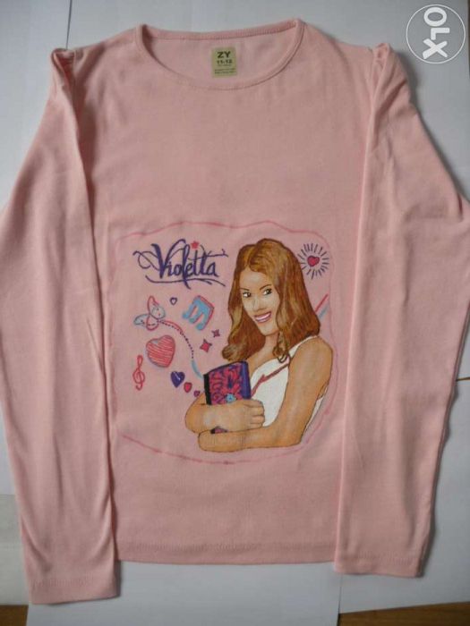 Camisola da violetta pintada à mão