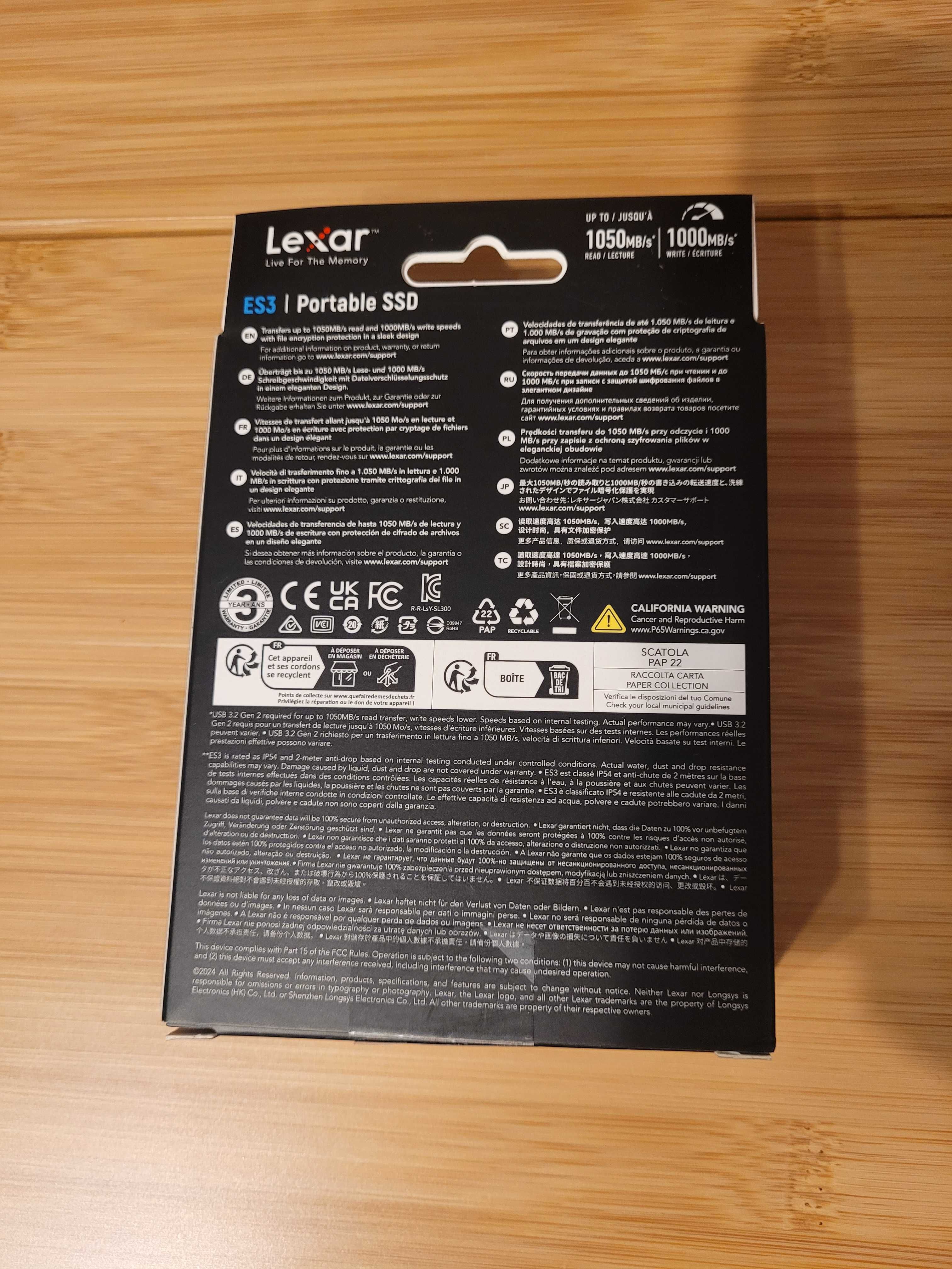 Dysk Przenośny SSD 1 TB Lexar ES3, Praktycznie Nowy GW Producenta