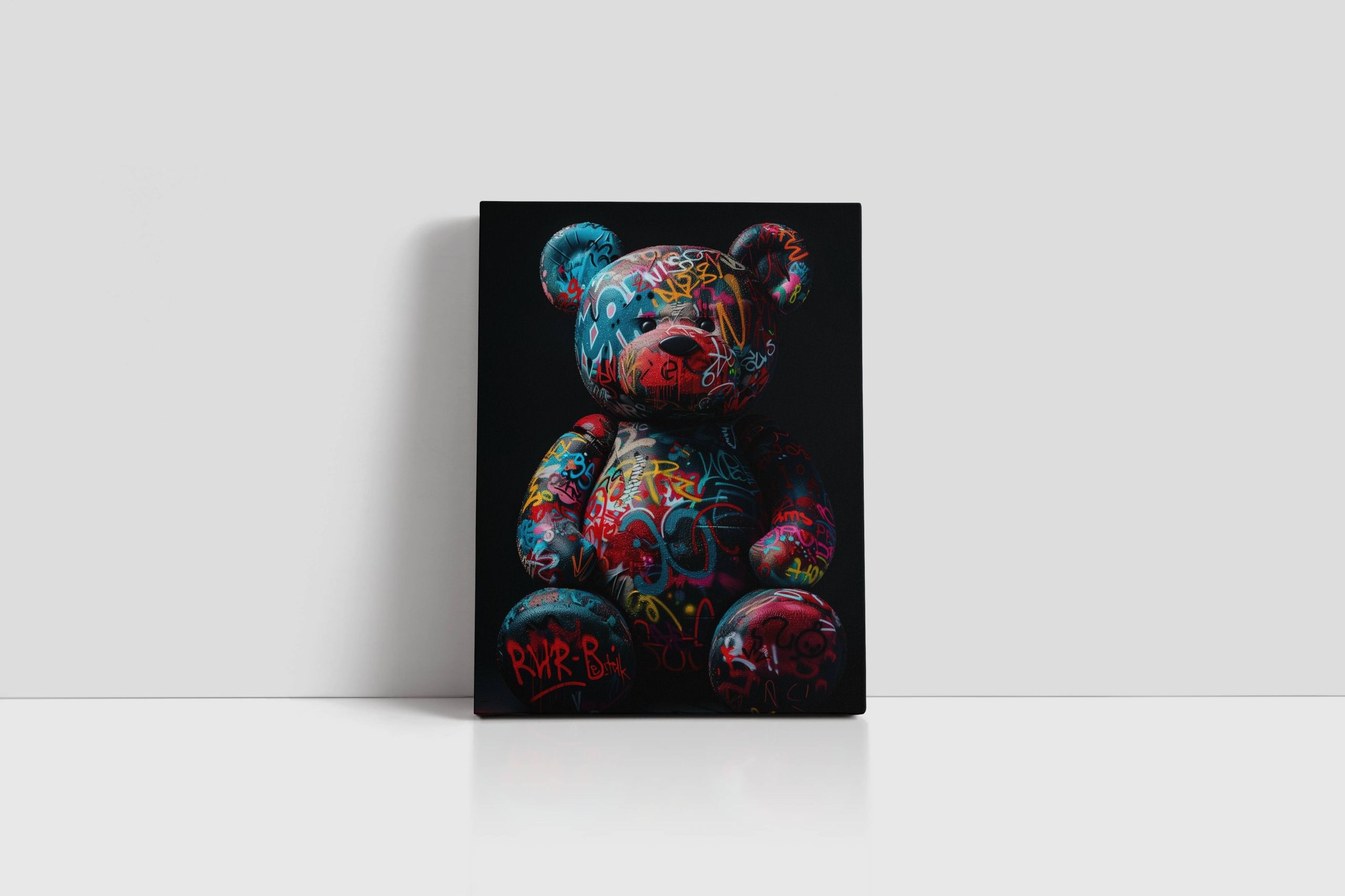 Obraz na płótnie "Grafitti Miś" 75x100 cm – Nowoczesna sztuka uliczna