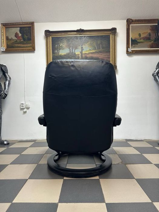 Крісло шкіряне з підставкою для ніг кресло кожа 3605