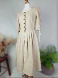 Sukienka vintage z grubego lnu rozmiar S