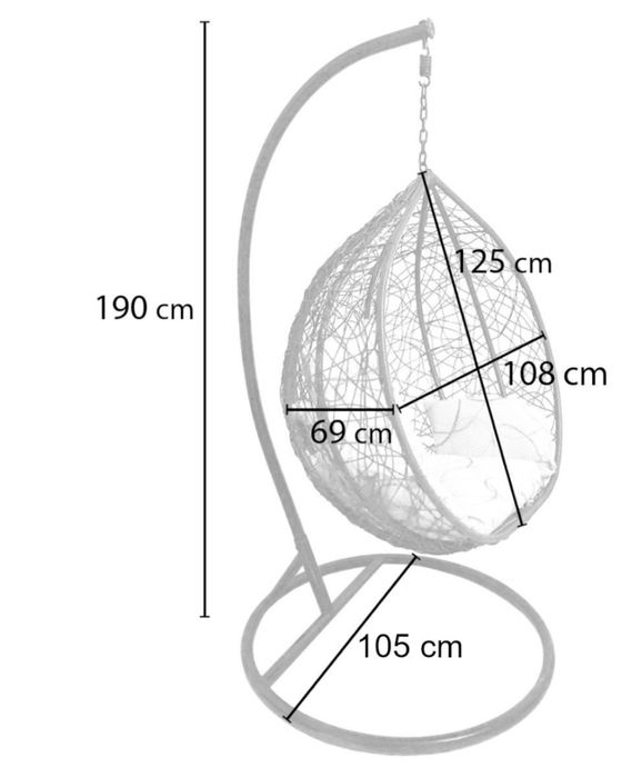 Fotel wiszący XL kokon huśtawka biały poduszki technorattan