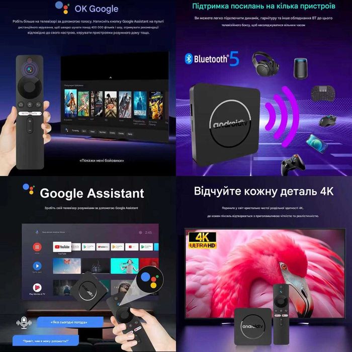 Смарт ТВ приставка Q10 4/64 Гб Android 14 TV Box - Налаштована