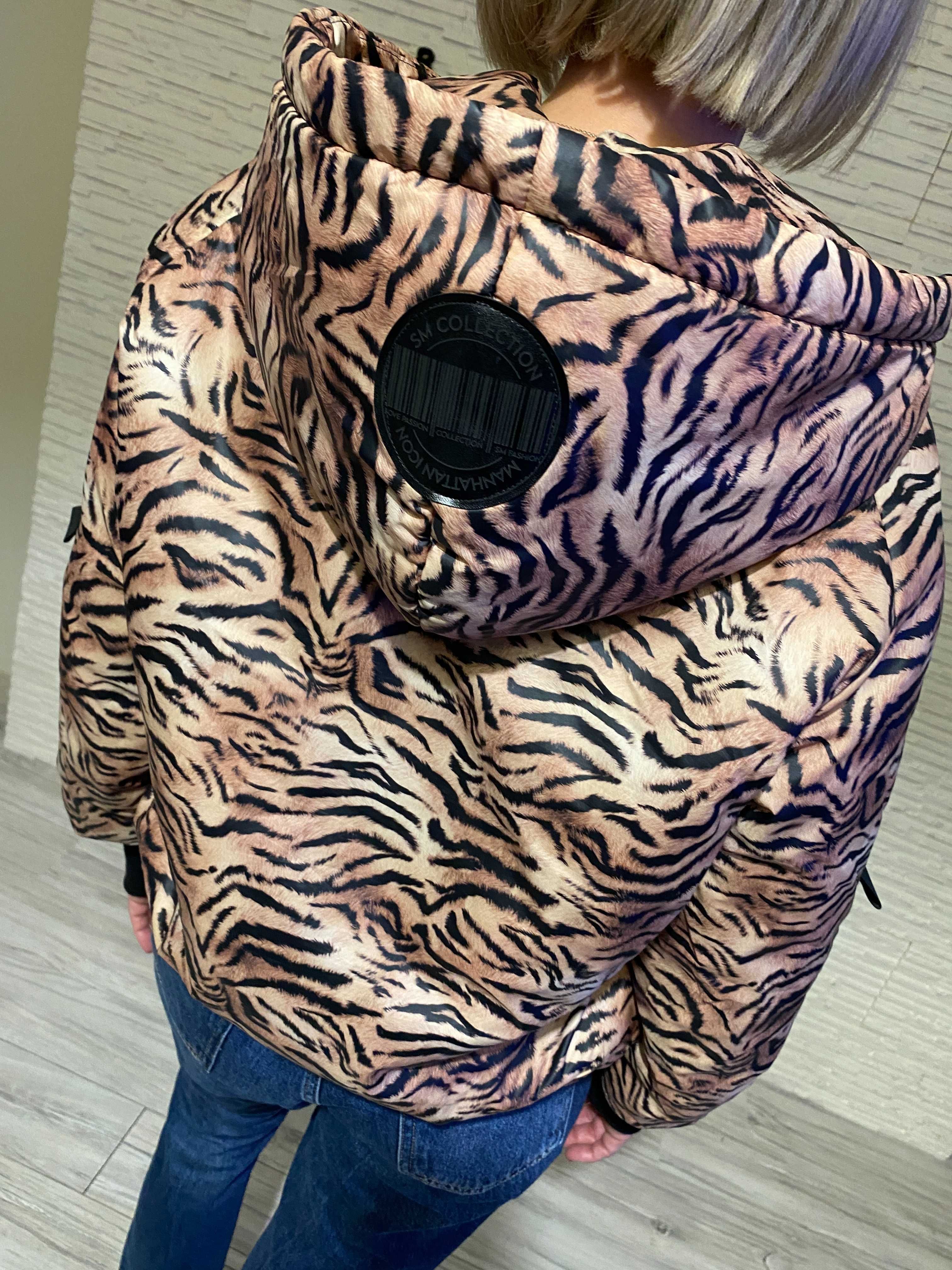 S-M fashion kurtka Tiger - print animal tygrys taśmy S-M