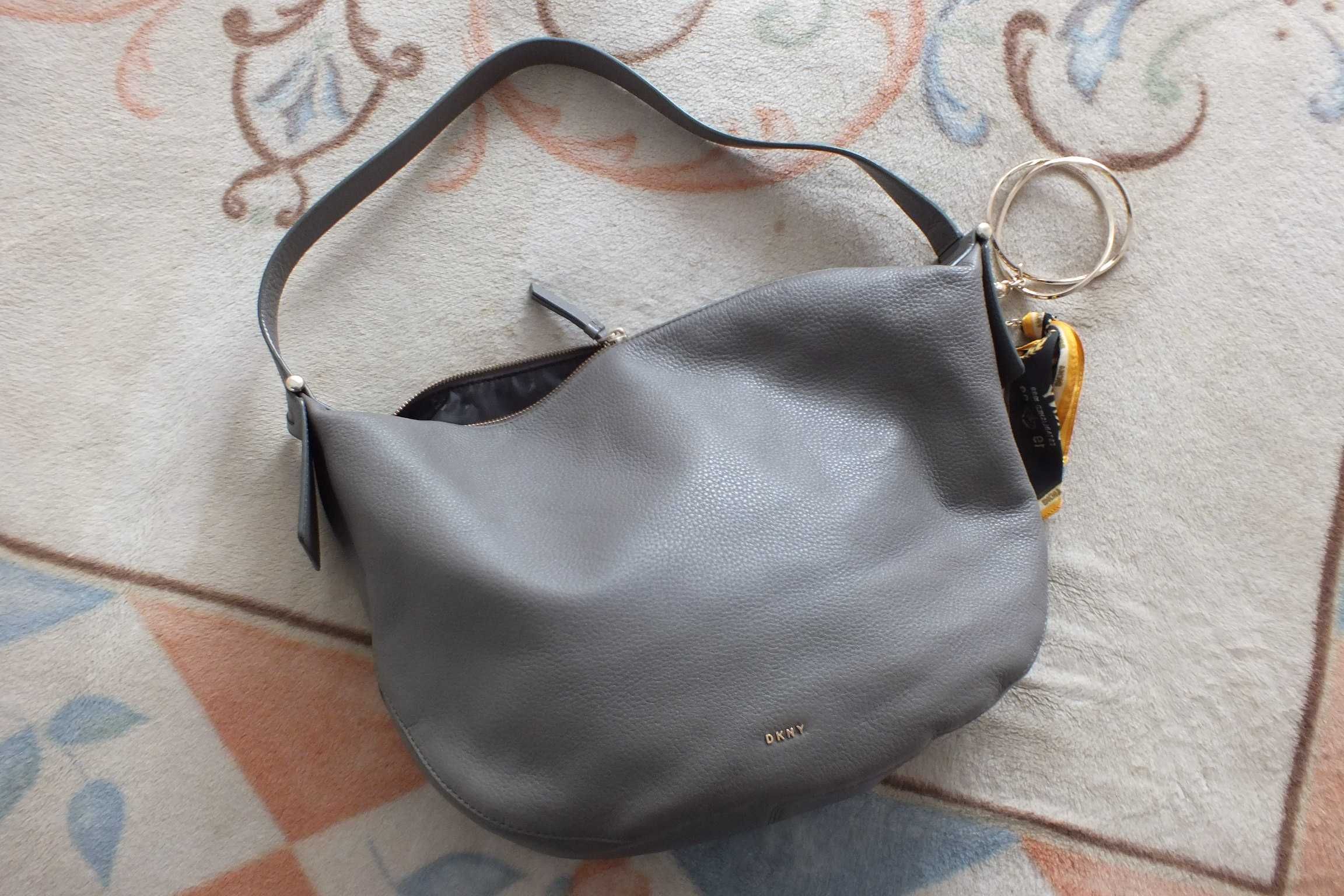 DKNY skórzana torebka na ramię worek hobo shopper wysyłka w cenie