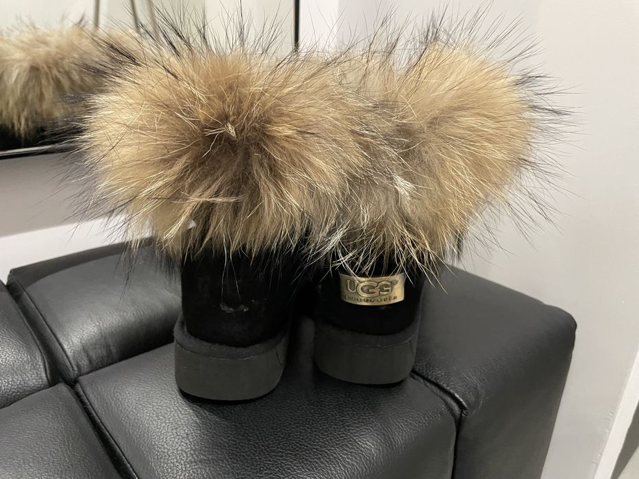 Śniegowce czarne zamszowe jenot naturalny 37 botki