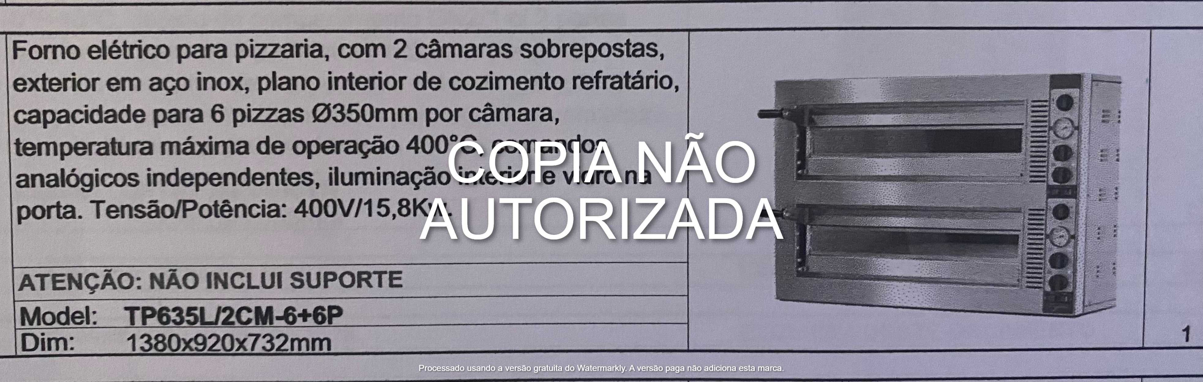 Forno para Pizza Cuppone Tiepolo 6 + 6 com Estrutura de Apoio em Inox