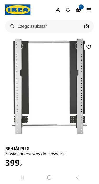 Zawias przesuwny do zmywarki Behjalplig IKEA