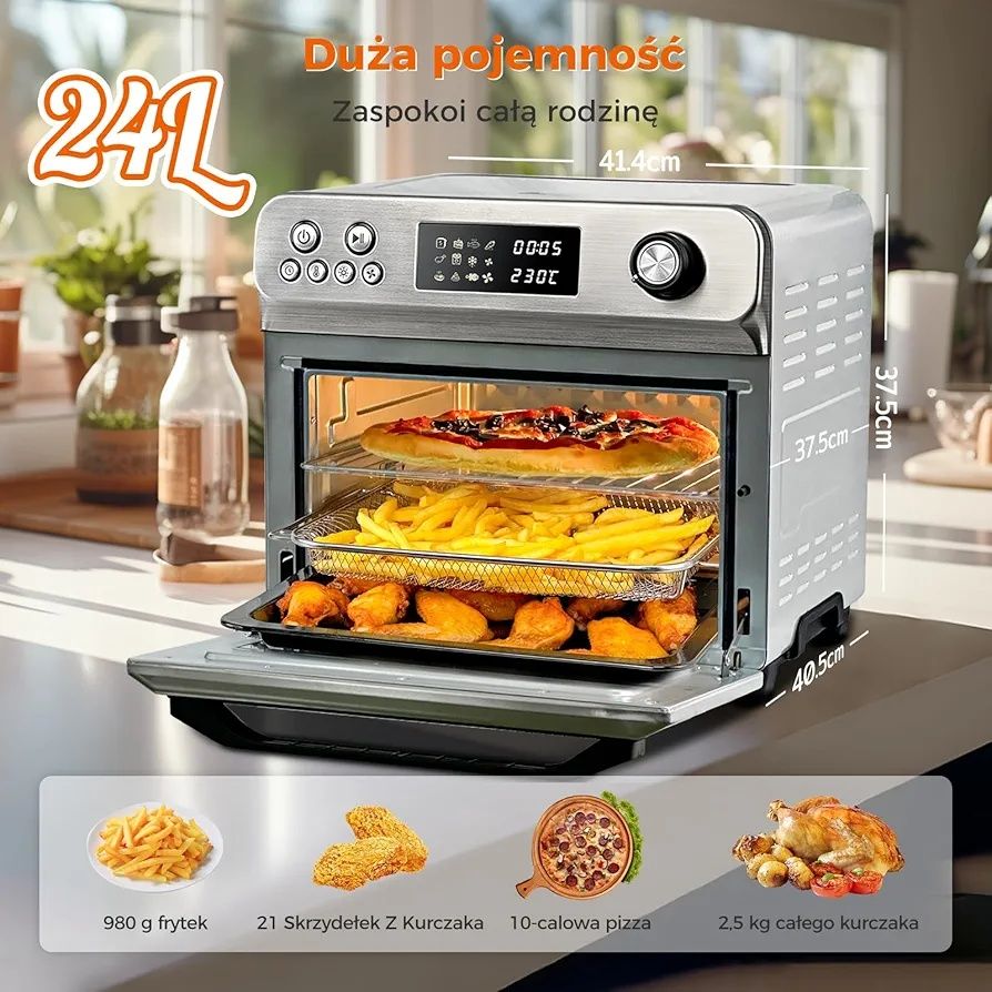 Frytkownica Beztłuszczowa 24L LED 1800W Mini Piekarnik