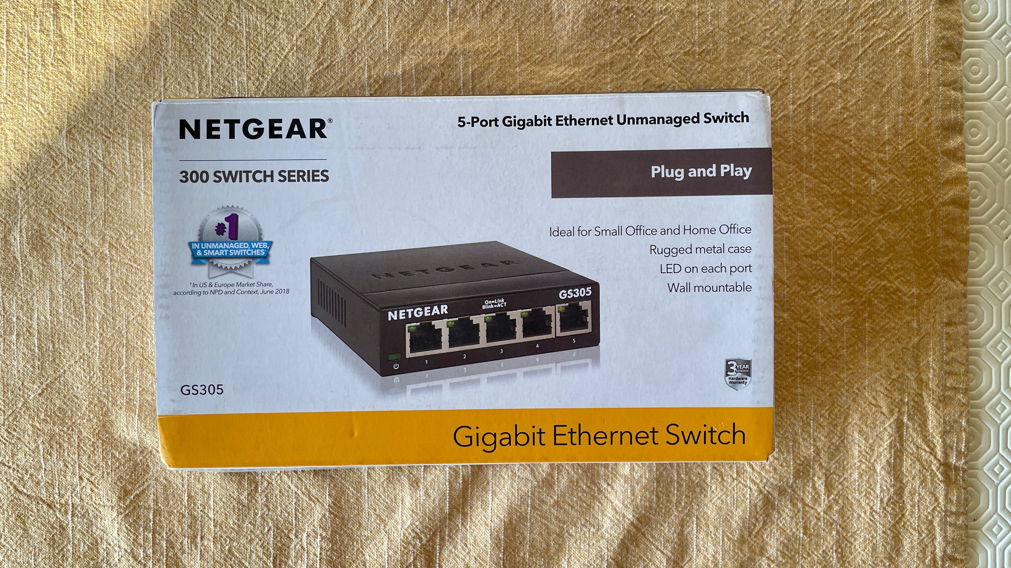 NETGEAR Switch de rede Gigabit Ethernet de 5 portas (GS305)