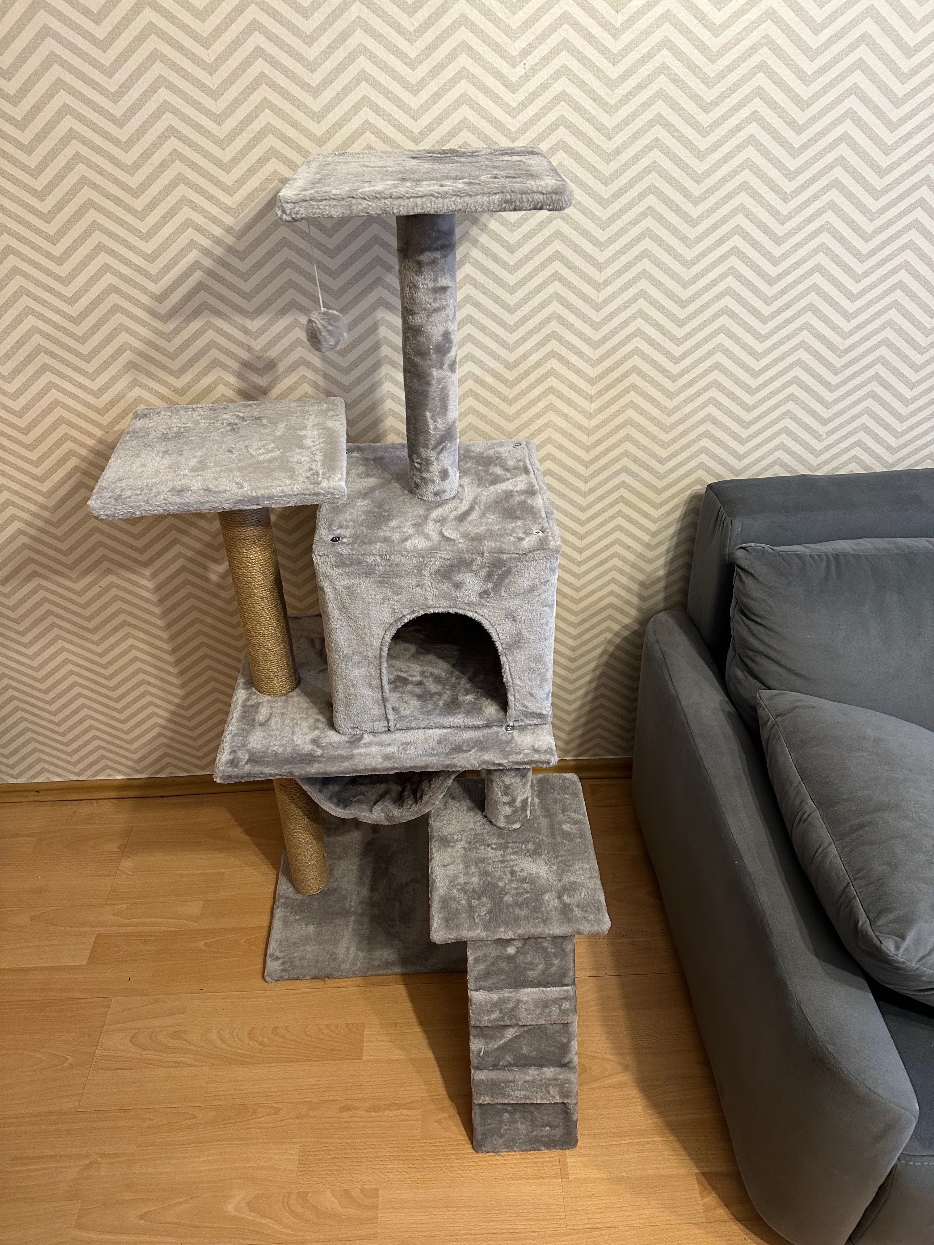 Drapak dla kota 6poziomów 125cm z: drabinką domkiem hamakiem piłeczką