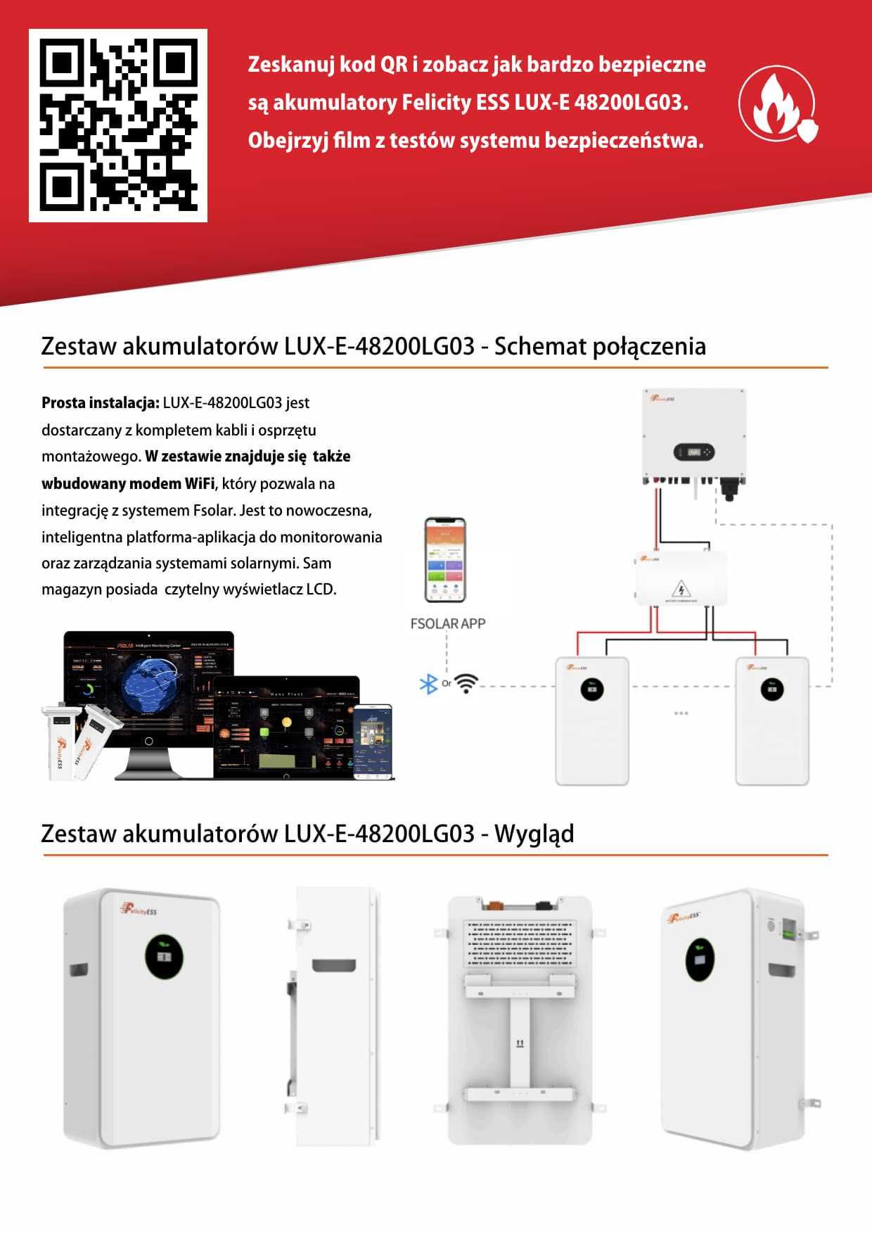 Magazyn energii 10 kWh FelicityESS 10kWh LiFePO4 ponad 6000 cykli