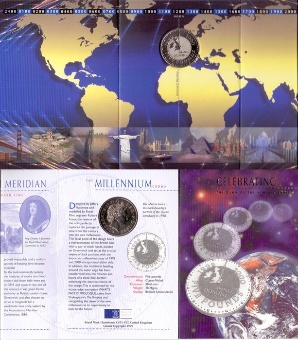 5 funtów 2000 Millennium 2 sztuki UNC