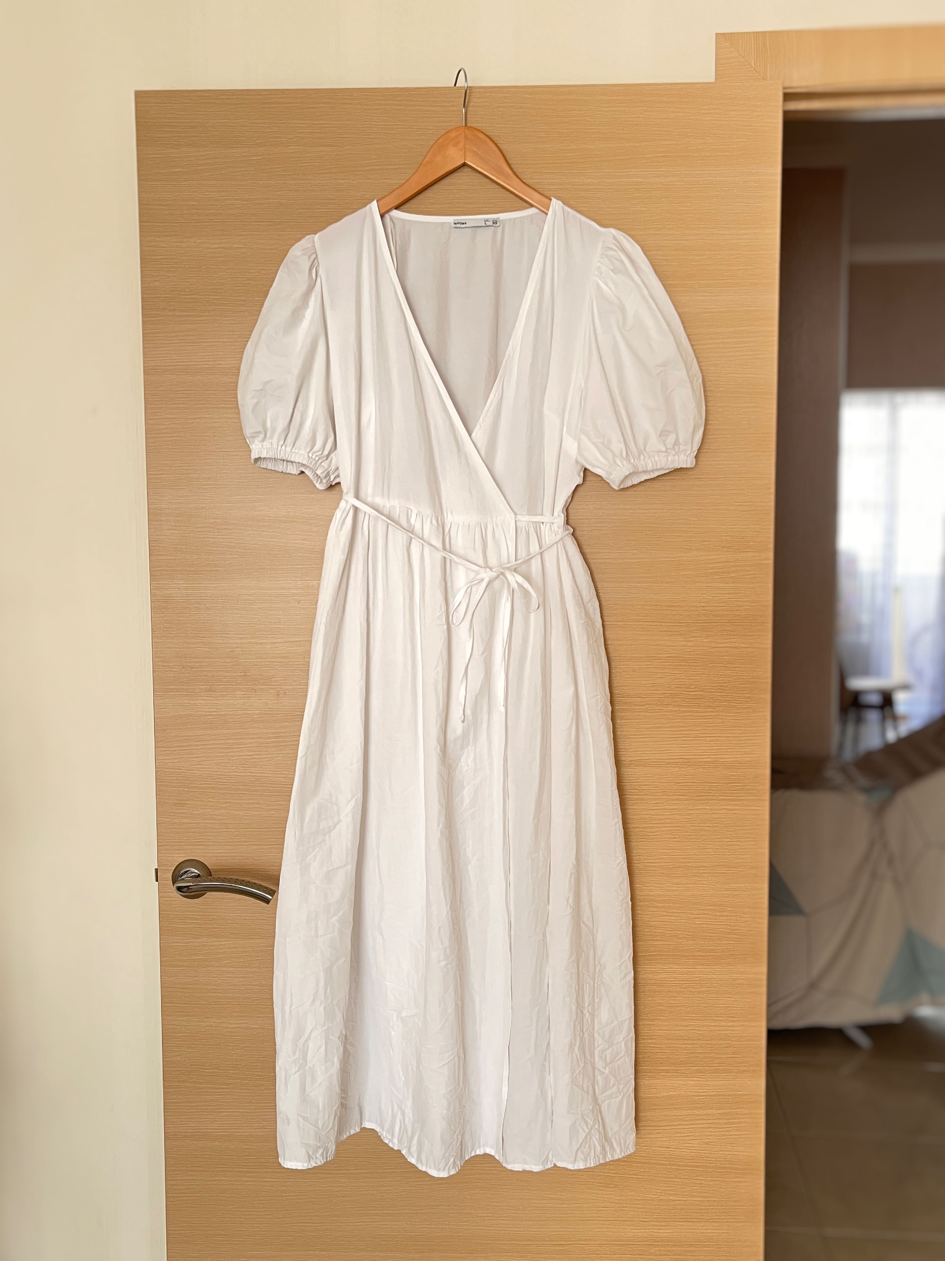 Біла сукня на запах на затин бавовна плаття міді