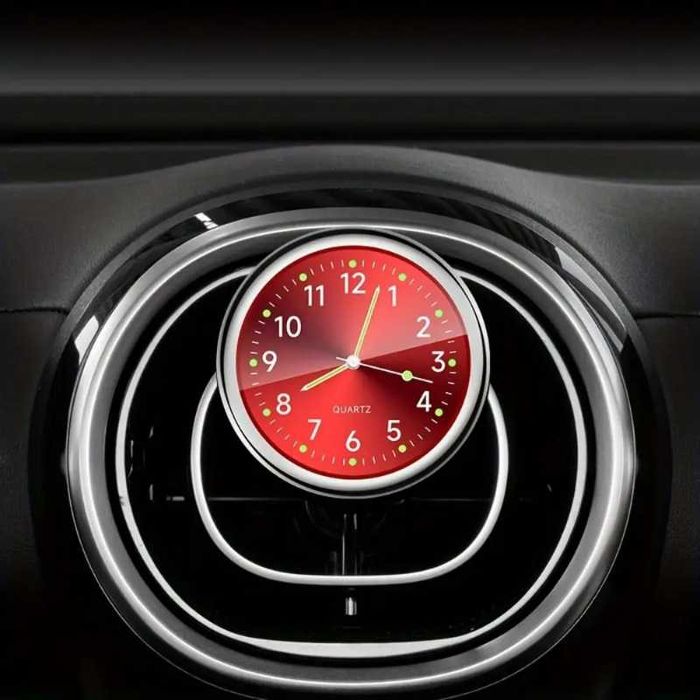 Zegarek Samochodowy Dekoracyjny QUARTZ Analog Czerwony Red PL