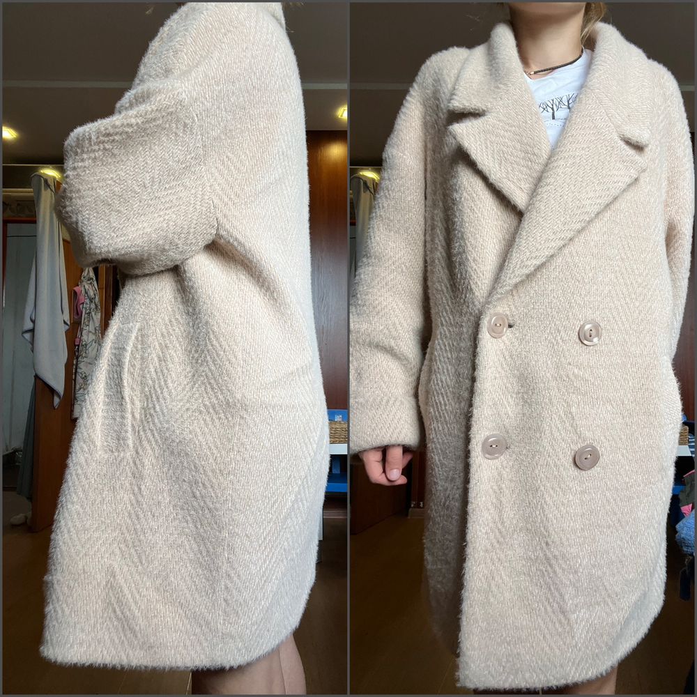 Пальто базове L персикового кольору (S,M oversize)