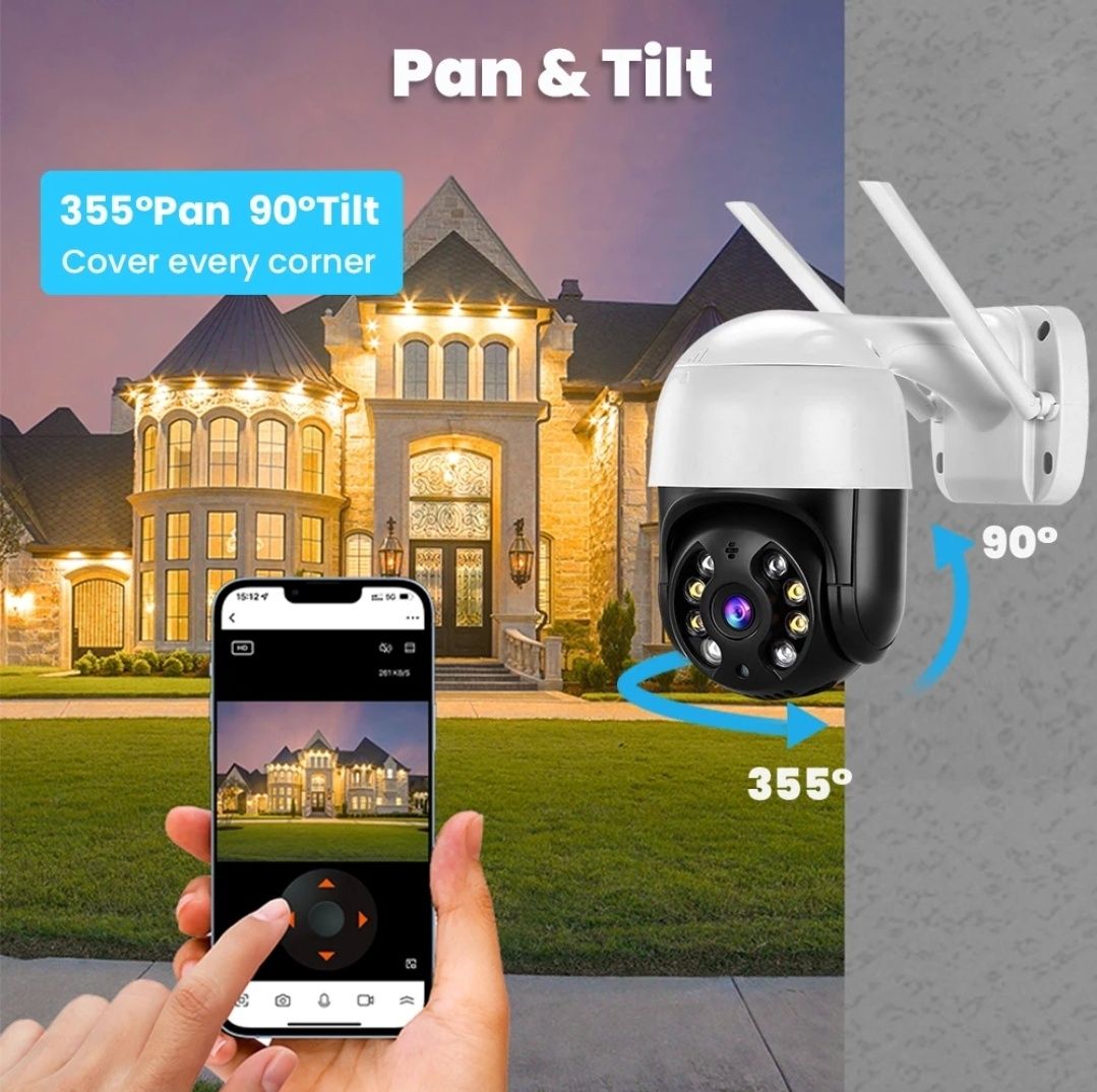 Kamera zewnętrzna wewnętrzna Wifi Smart Jakość 4K Nowa. 4x zoom cyfrow