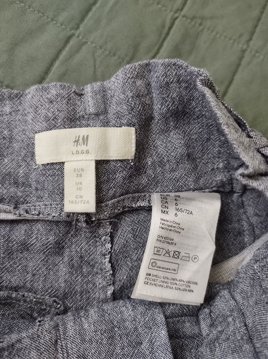 H&M rozmiar M lniane spodenki paperbag wysoki stan