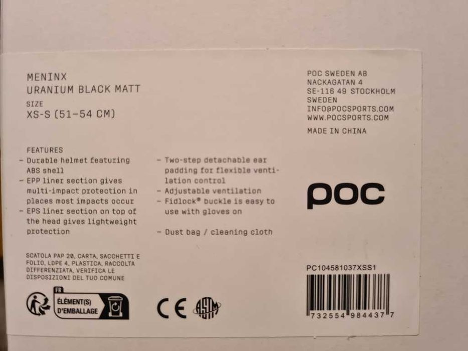 POC Kask narciarski snowboardowy MIPS XS/S 51-54 cm metki czarny