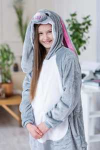 Пижама кигуруми Кролик серый зайчик заяц костюм комбинезон для детей
