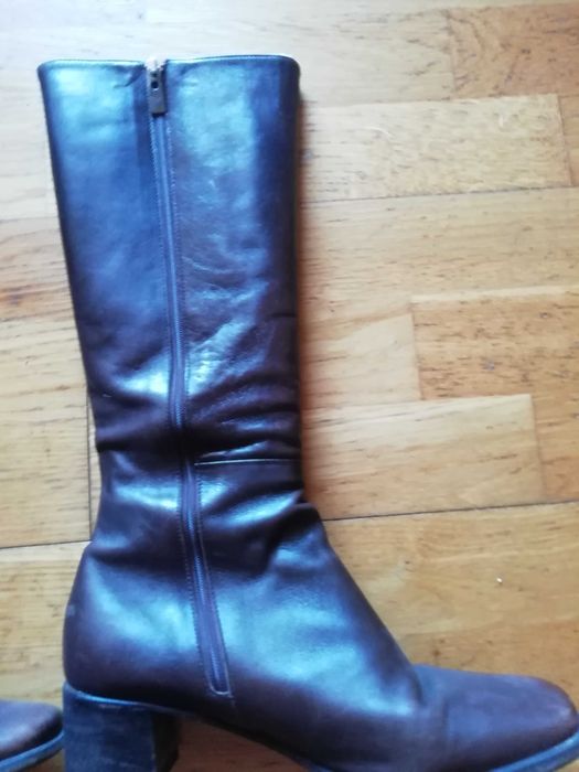 Botas de cano alto de pele genuína Pierre cardin
