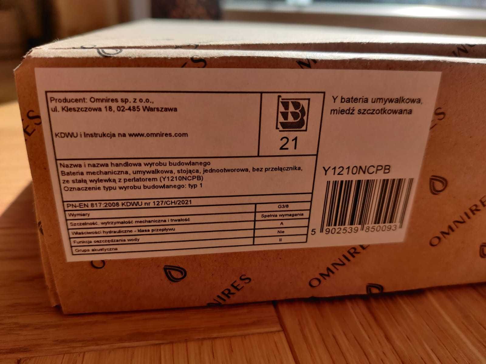 Bateria umywalkowa Omnires Y miedź szczotkowana Y1210NCPB