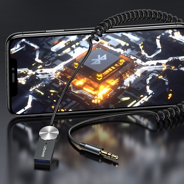 USAMS Adapter audio Bluetooth 5.0USB-AUX szary/tarnish SJ464JSQ0