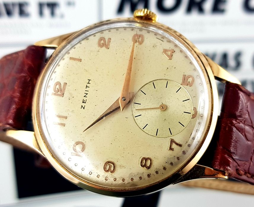 Złoty zegarek Zenith Classic zloto 18k Unikat lata 50te XL