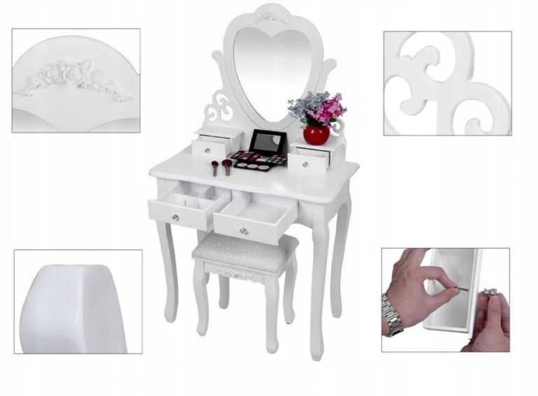 Toaletka kosmetyczna z lustrem TL03 taboret + GRATIS