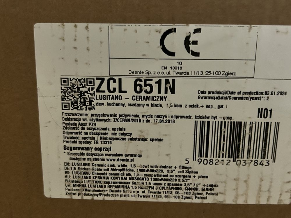 Sprzedam zlew ceramiczny  , nowy