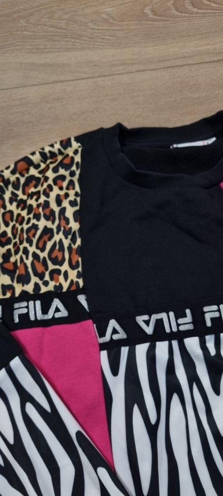 Bluza damska Fila, bez kaptura, logo, zebra, panrerka, crewneck