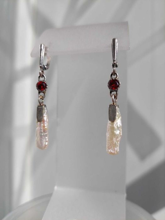 серебряные  серьги с жемчугом Бива