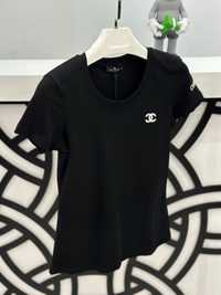NEW SEASON 2024 женская черная футболка Chanel  размеры: s - xxl