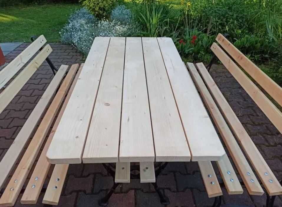 Meble ogrodowe, zestaw mebli ogrodowych, stół, dwie ławki, 150 cm