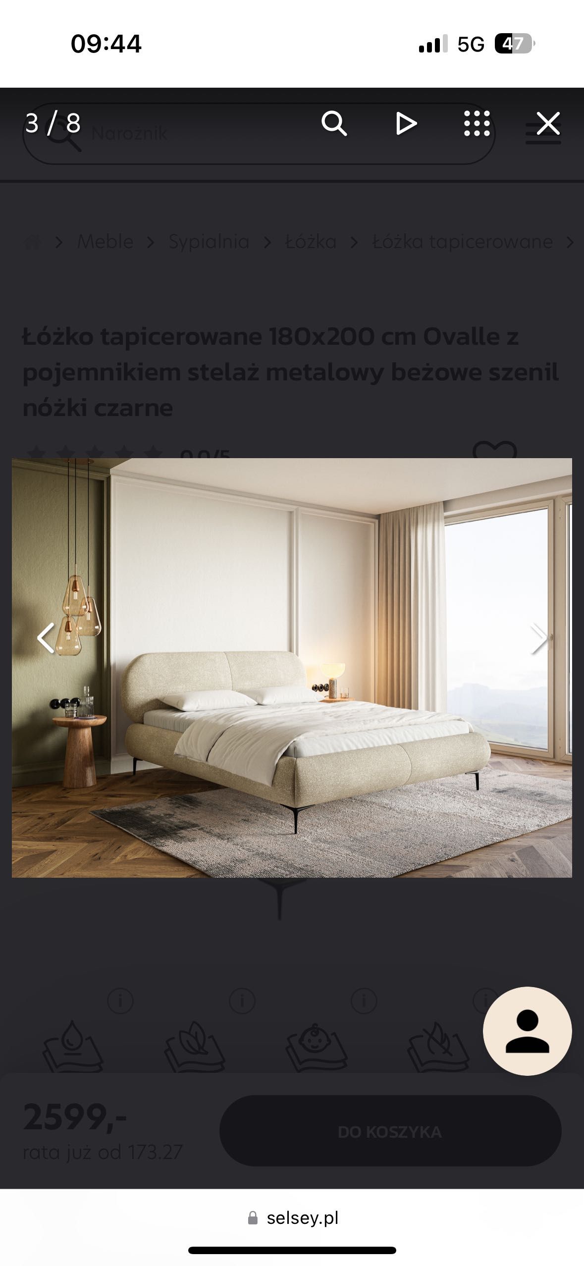 Nowe niezłozone łóżko selsey