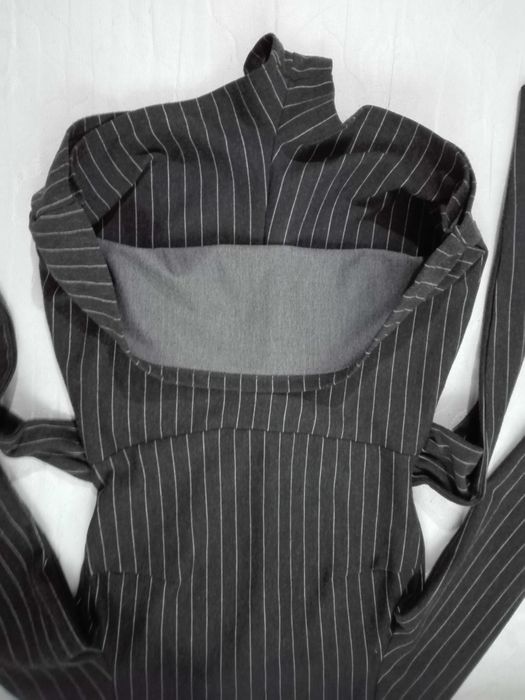 sukienka/kombinezon Bershka, szary w prążki, 36, S, grafitowy